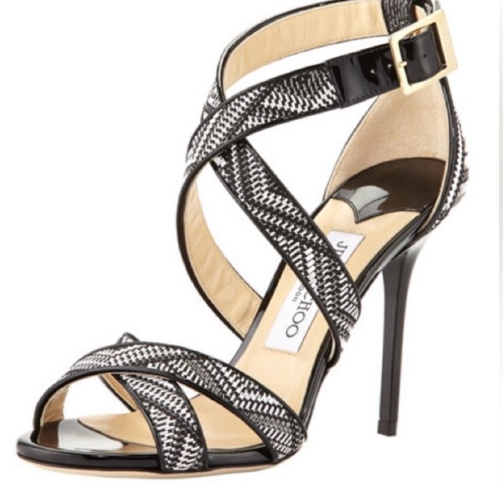 Jimmy Choo Black and White Strappy Heels